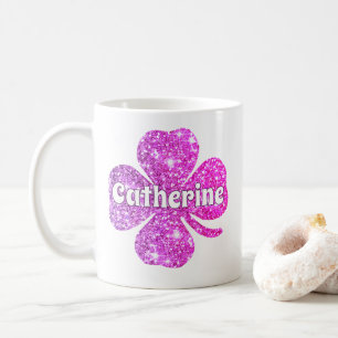 Glamouröses Mädchen, Hot Pink Glitter Glücksklee N Kaffeetasse