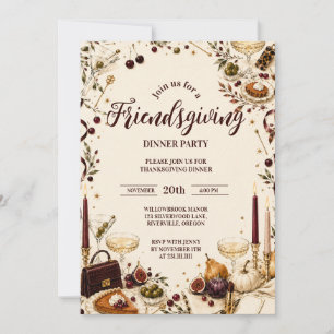Glamouröses Mädchenabend-Friendsgiving Einladung