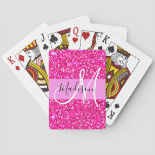 Glamouröses, Mädchenhaftes, Heißrosa, Glitzer, Fun Spielkarten