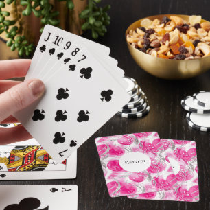 Glamouröses Mädchenhaftes Rosa Silber Abstrakt Kre Spielkarten