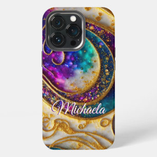 Glamouröses modernes aqua- und violett glänzendes iPhone 13 pro hülle