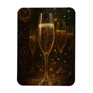 Glamouröses Neues Jahr Steampunk Champagner Magnet