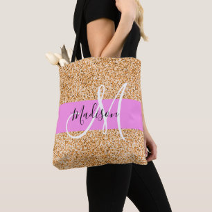 Glamouröses Pink & Kupfer Glitter Funkeln Monogram