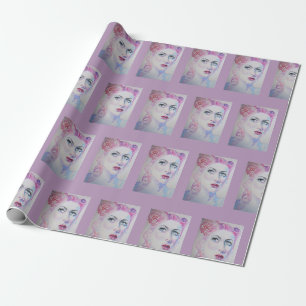 Glamouröses Retro-Vintage-Watercolor-Lady-Plakat Geschenkpapier