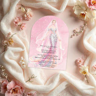 Glamouröses rosa glitzerndes Meerjungfrau-Brautkle Einladung