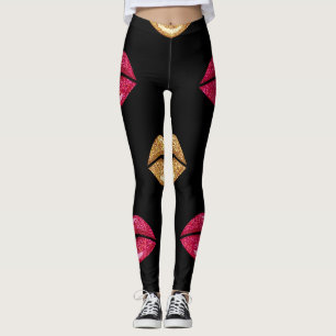Glamouröses rosa Gold: Glanz-Lipstick-Muster Leggings