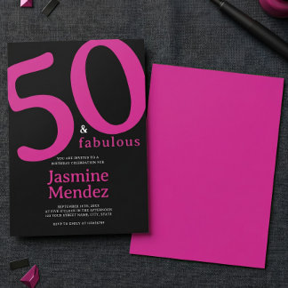 Glamouröses Rosa Schwarzes Chic 50 & Fantastisches Einladung