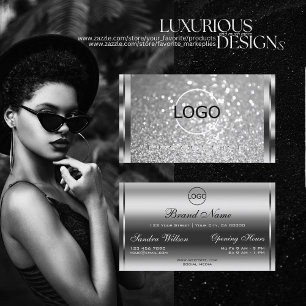 Glamouröses Silber-Glitzer-Luminy-Sparkle-Logo Visitenkarte
