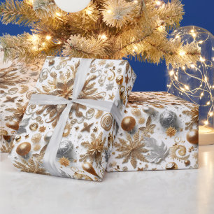 Glamouröses Silber-Gold-Schwung-Weihnachten Geschenkpapier
