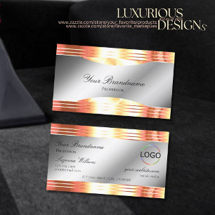 Glamouröses Silver Shimmering Rose Gold mit Logo Visitenkarte