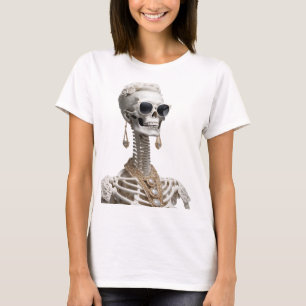 Glamouröses Skelett mit überdimensionaler Sonnenbr T-Shirt