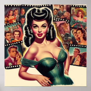 Glamouröses Vintage-Kino Pin-up Poster