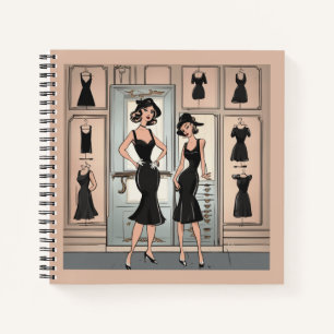 Glamouröses Vintage-LBD-Kleines-Schwarzes-Tagebuch Notizbuch