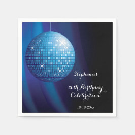 Glamourous 50. Geburtstag Blue Party Disco Ball Serviette