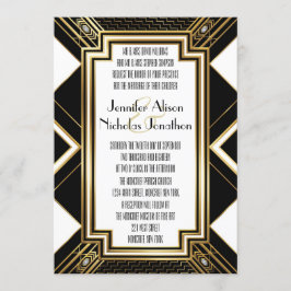 Glamourous Art Deco Geometrische Hochzeitsempfehlu Einladung
