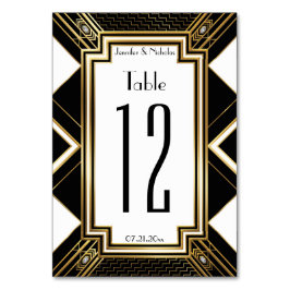 Glamourous Art Déco Geometrische Hochzeitshochzeit Tischnummer