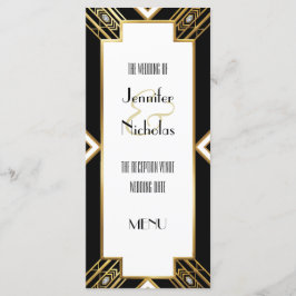 Glamourous Art Deco Geometrisches Menü für Hochzei Menükarte