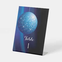 Glamourous Blue Party Disco Ball Tischnummer Sockelschild