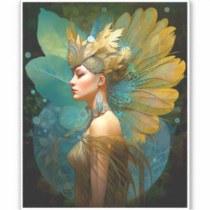 Glamourous Fairy Woman Fantasy Art Aufkleber
