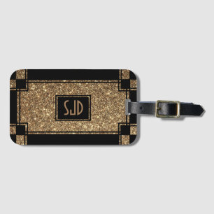 Glamourous Gatsby Gold Glitzer Art Deco Chintz Gepäckanhänger