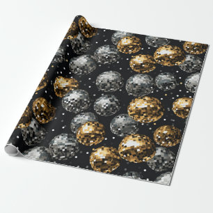 Glamourous Metallic Gold und Silver Disc Ball Geschenkpapier
