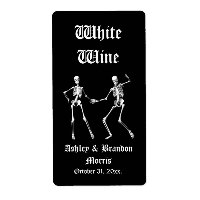 Glamourous skeletons Wedding Wine Label (Vorne)