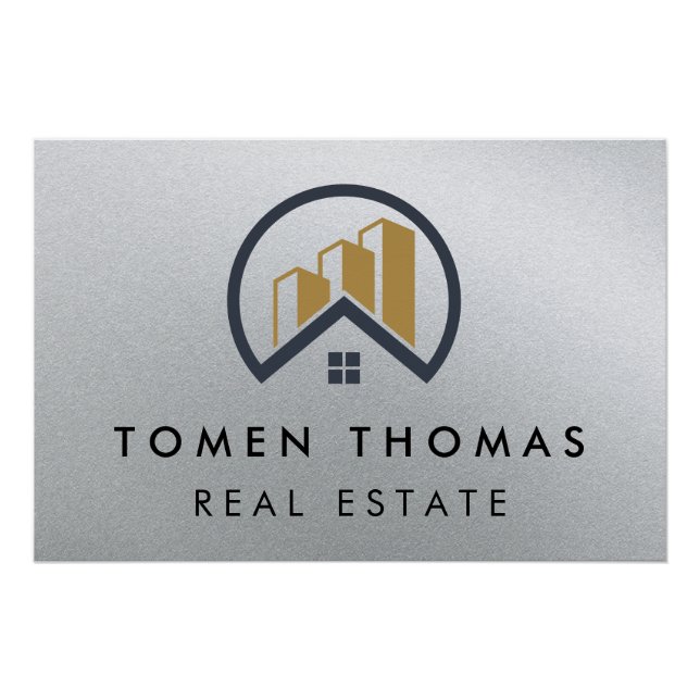 Glamours Silber | Schwarzweiß-Real-Anwesen Poster (Vorderseite)