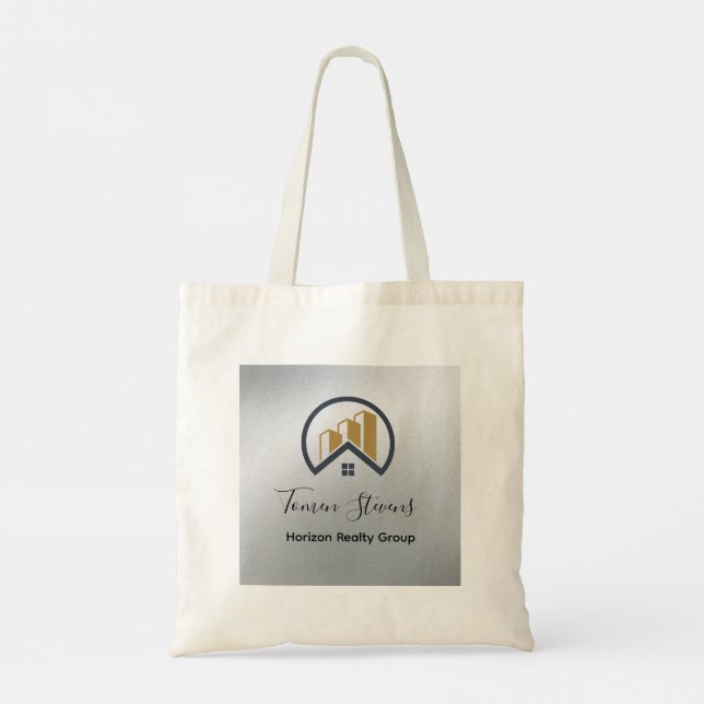 Glamours Silber | Schwarzweiß-Real-Anwesen Tragetasche (Rückseite)