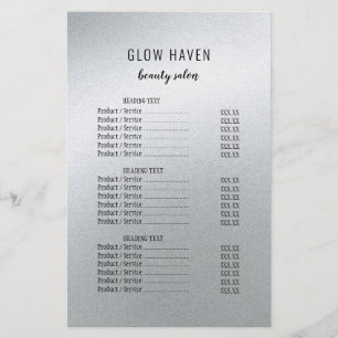 Glamours Silberner Schönheitssalon Flyer