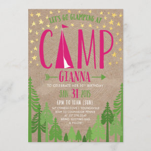 Glamping Birthday Party Einladung für Pennie