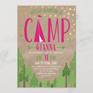 Glamping Birthday Party Einladung für Pennie