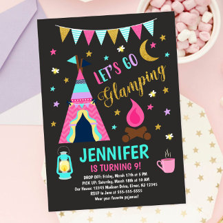 Glamping Birthday Party Invasion / Girls Camping Einladung
