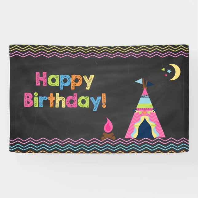 Glamping Birthday Vinyl Banner (Horizontal)