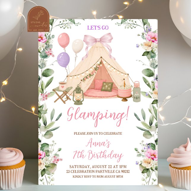 Glamping-Bogen-Coquette-Mädchen-Geburtstag Einladung (Von Creator hochgeladen)