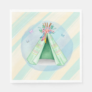 Glamping Camping Grün Zelt Leepover Außenbereich Serviette