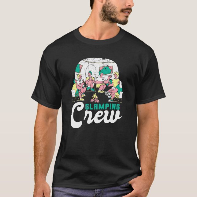 Glamping Crew Camper Camping Vintag Außenbereich T-Shirt (Vorderseite)