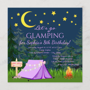 Glamping-Geburtstags-Einladungen Einladung
