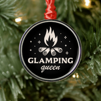 Glamping Girl Camping komisch schwarz ästhetisch Ornament Aus Metall