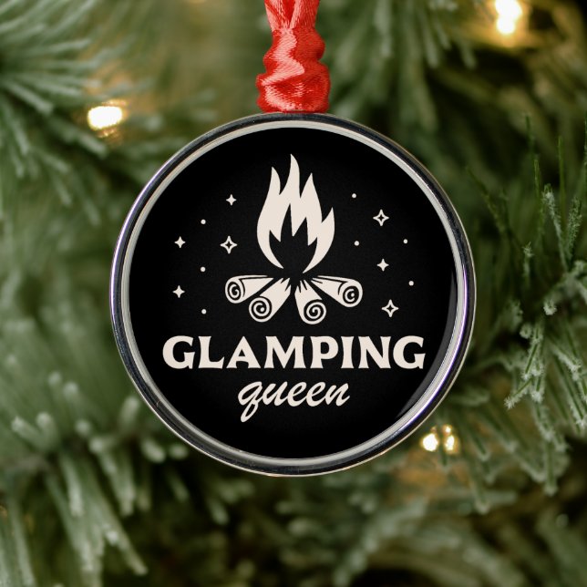 Glamping Girl Camping komisch schwarz ästhetisch Ornament Aus Metall (Baum)