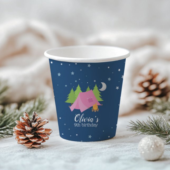 Glamping Girl Pink Camping Geburtstagsparty Pappbecher (Von Creator hochgeladen)