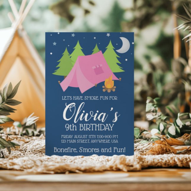 Glamping Girls Camping Geburtstagsparty Einladung (Von Creator hochgeladen)