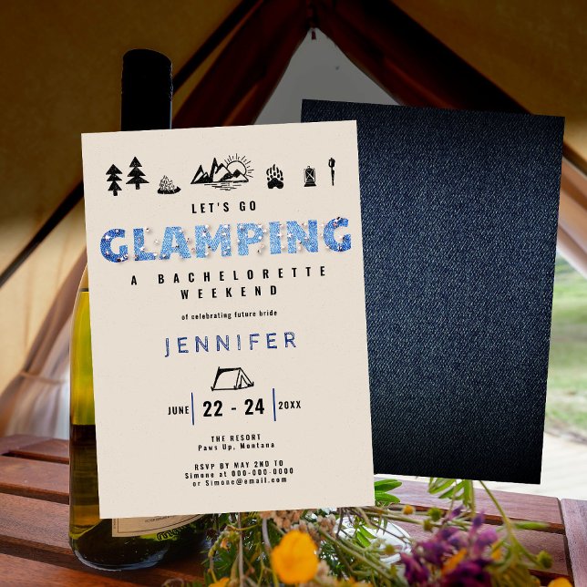 Glamping Glam Denim Diamonds Junggeselinnen-Abschi Einladung (Von Creator hochgeladen)