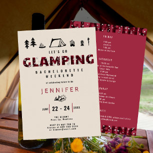 Glamping Kariert Rhinestones Bachelorette Wochenen Einladung