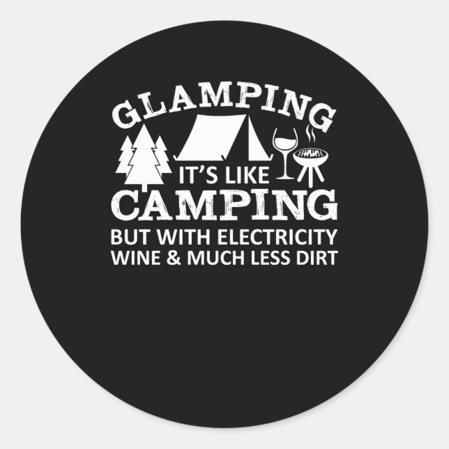 Glamping like Camping Electrical Wine Runder Aufkleber (Vorderseite)