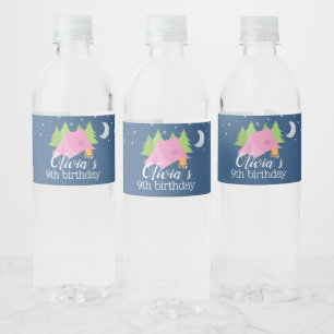 Glamping Mädchen Camping Geburtstagsfeier Wasser E Wasserflaschenetikett