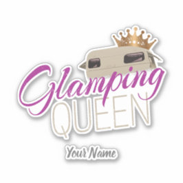 Glamping Queen Camping mit Vintagen Wohnwagen Aufkleber
