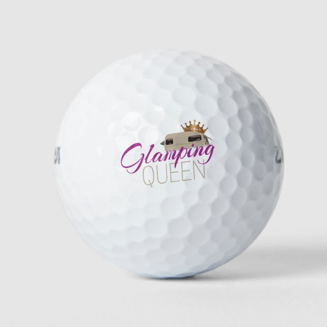 Glamping Queen Camping mit Vintagen Wohnwagen Golfball (Vorderseite)