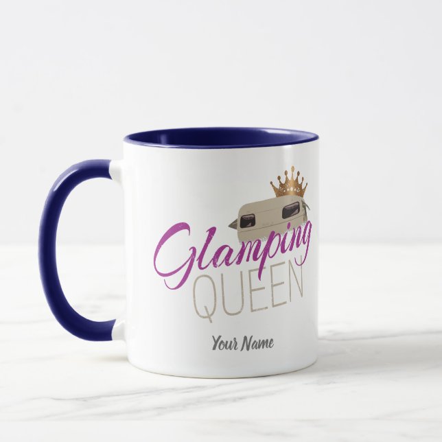 Glamping Queen Camping mit Vintagen Wohnwagen Tasse (Links)