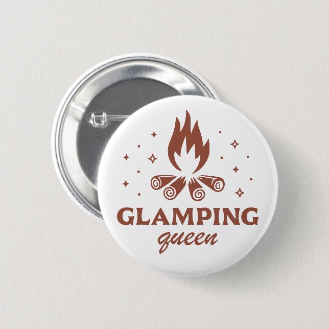Glamping Queen girl lustiges Camping boho ästhetis Button (Vorne & Hinten)