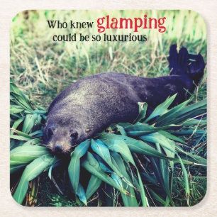 Glamping Sea Löwe Rechteckiger Pappuntersetzer